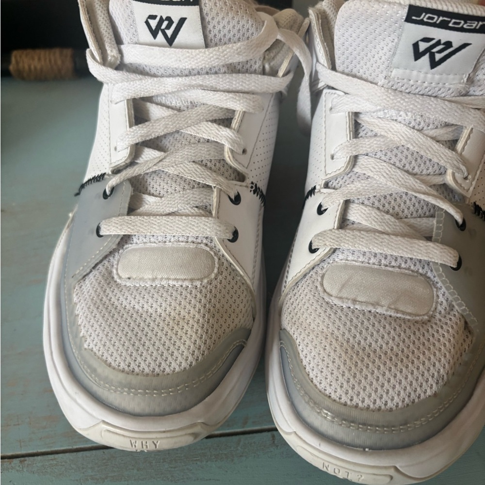 Jordan White and Gray Athletic Shoes One take 5 6.5